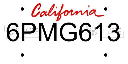 6PMG613 California License Plate