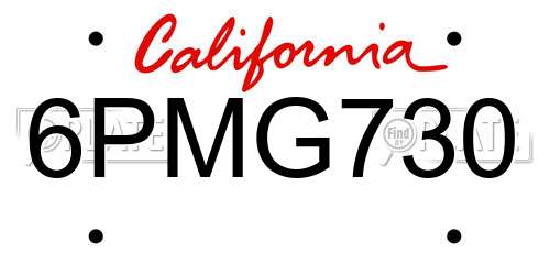 6PMG730 California License Plate