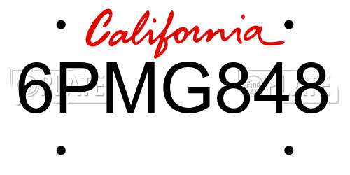 6PMG848 California License Plate