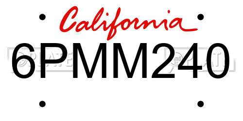 6PMM240 California License Plate