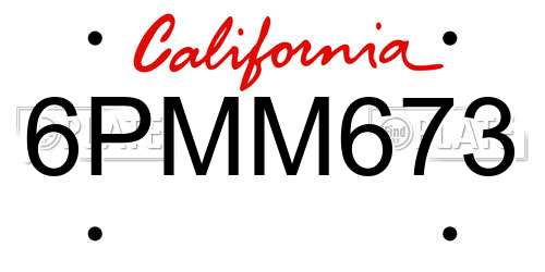 6PMM673 California License Plate