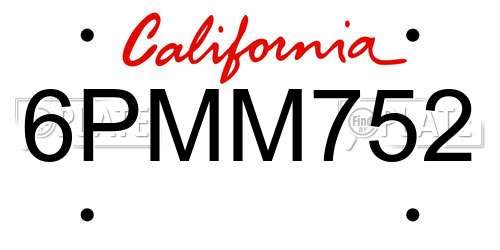 6PMM752 California License Plate