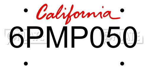 6PMP050 California License Plate