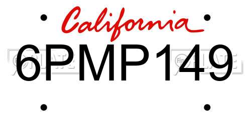 6PMP149 California License Plate