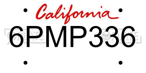 6PMP336 California License Plate