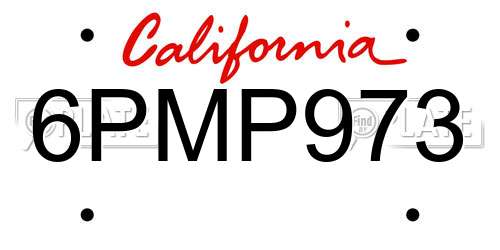 6PMP973 California License Plate