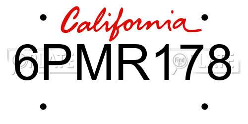 6PMR178 California License Plate