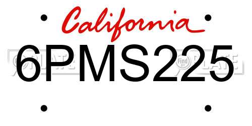 6PMS225 California License Plate