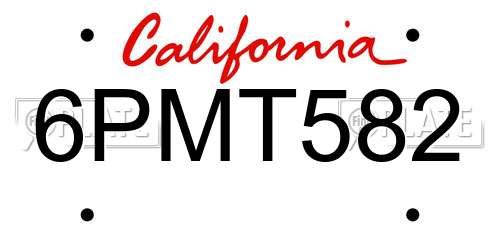 6PMT582 California License Plate