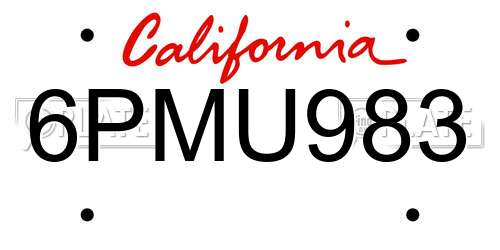 6PMU983 California License Plate