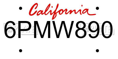 6PMW890 California License Plate
