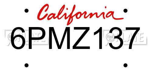 6PMZ137 California License Plate