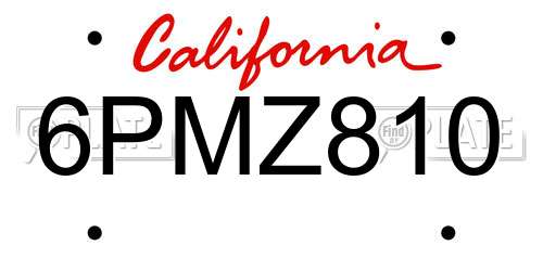 6PMZ810 California License Plate