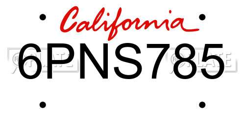 6PNS785 California License Plate