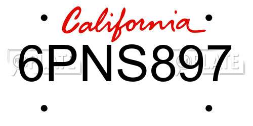 6PNS897 California License Plate