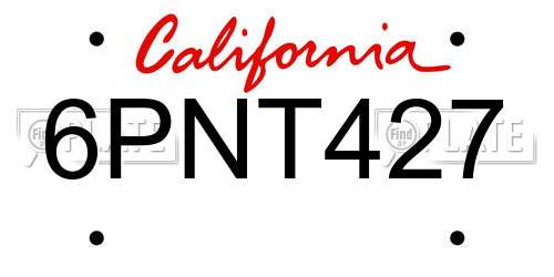 6PNT427 California License Plate