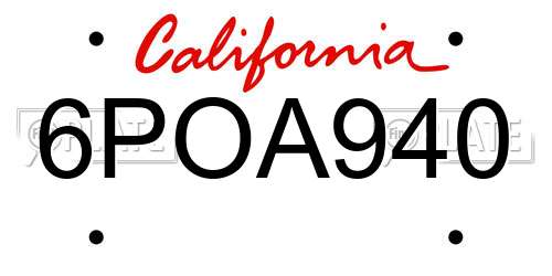 6POA940 California License Plate