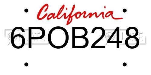 6POB248 California License Plate