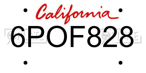 6POF828 California License Plate