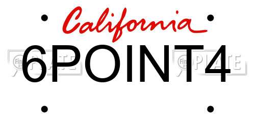 6POINT4 California License Plate