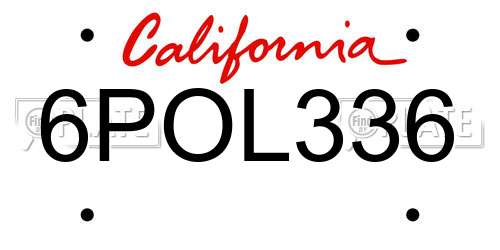 6POL336 California License Plate