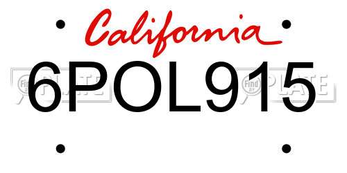 6POL915 California License Plate