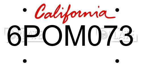 6POM073 California License Plate