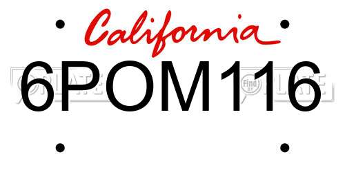 6POM116 California License Plate