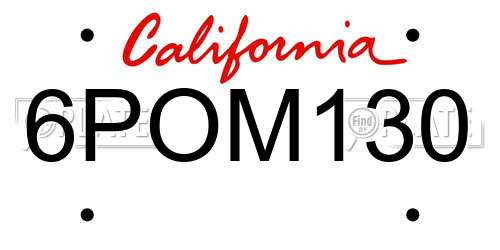 6POM130 California License Plate
