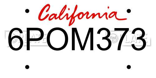 6POM373 California License Plate