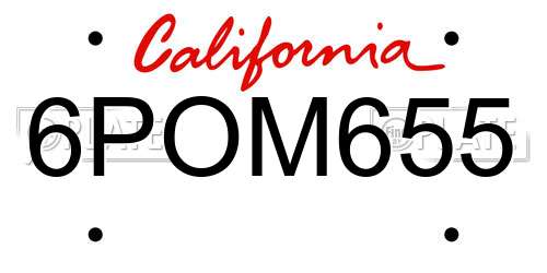 6POM655 California License Plate