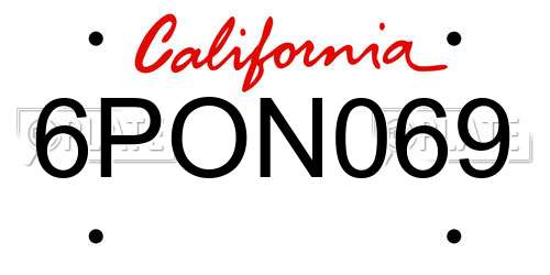 6PON069 California License Plate