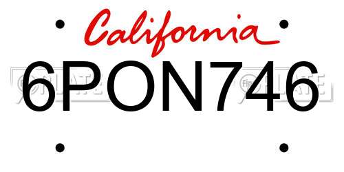 6PON746 California License Plate