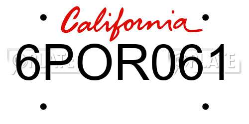 6POR061 California License Plate