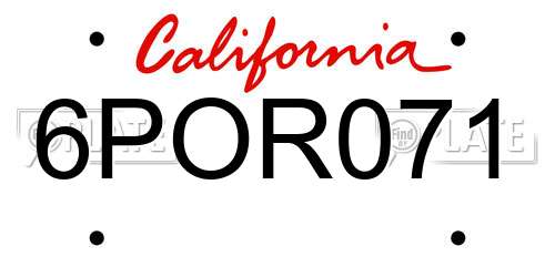 6POR071 California License Plate