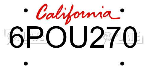 6POU270 California License Plate