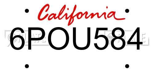 6POU584 California License Plate