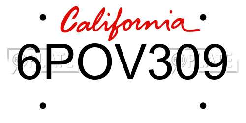 6POV309 California License Plate