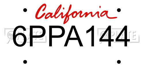 6PPA144 California License Plate