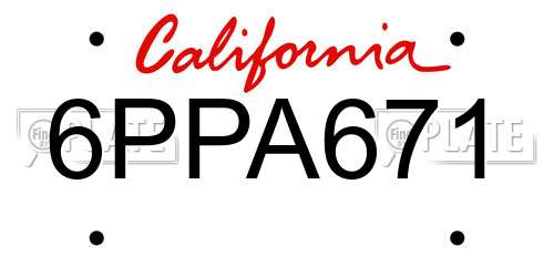 6PPA671 California License Plate