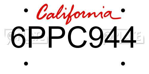 6PPC944 California License Plate