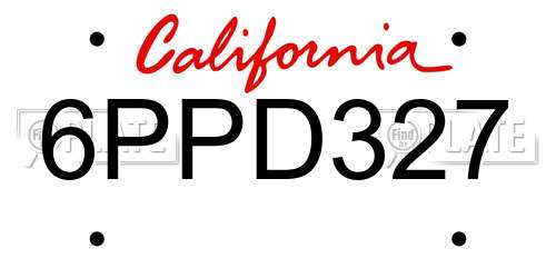 6PPD327 California License Plate