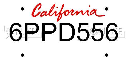 6PPD556 California License Plate