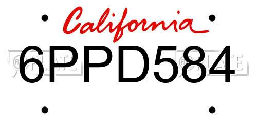 6PPD584 California License Plate