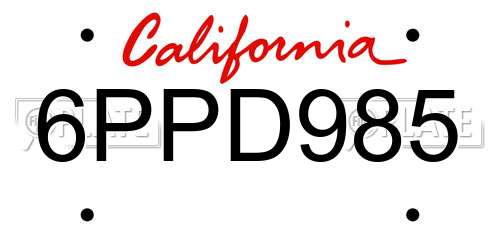 6PPD985 California License Plate