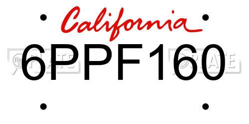 6PPF160 California License Plate