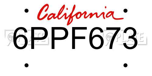 6PPF673 California License Plate