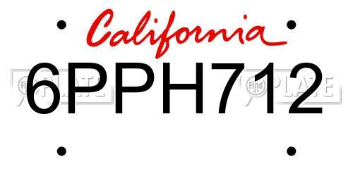 6PPH712 California License Plate