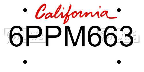 6PPM663 California License Plate