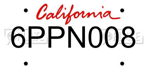 6PPN008 California License Plate